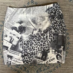 Black and White Newspaper Print Skirt